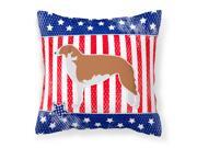 USA Patriotic Borzoi Russian Greyhound Fabric Decorative Pillow BB3299PW1414