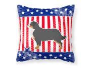 USA Patriotic Bernese Mountain Dog Fabric Decorative Pillow BB3319PW1414