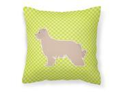 Pyrenean Shepherd Checkerboard Green Fabric Decorative Pillow BB3818PW1818