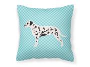 Dalmatian Checkerboard Blue Fabric Decorative Pillow BB3683PW1818