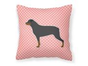 Rottweiler Checkerboard Pink Fabric Decorative Pillow BB3666PW1414