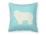 Komondor Checkerboard Blue Fabric Decorative Pillow BB3755PW1414