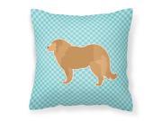 Caucasian Shepherd Dog Checkerboard Blue Fabric Decorative Pillow BB3725PW1818