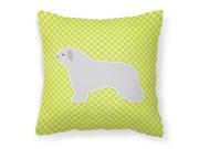 Spanish Water Dog Checkerboard Green Fabric Decorative Pillow BB3815PW1818