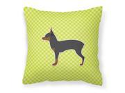 Toy Fox Terrier Checkerboard Green Fabric Decorative Pillow BB3787PW1818