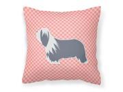 Bearded Collie Checkerboard Pink Fabric Decorative Pillow BB3617PW1414