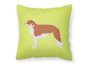 Borzoi Russian Greyhound Checkerboard Green Fabric Decorative Pillow BB3799PW1414