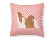 Shih Tzu Checkerboard Pink Fabric Decorative Pillow BB3646PW1414