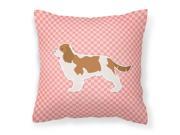 Cavalier King Charles Spaniel Checkerboard Pink Fabric Decorative Pillow BB3649PW1818