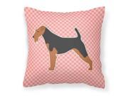 Welsh Terrier Checkerboard Pink Fabric Decorative Pillow BB3585PW1414