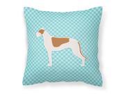 Greyhound Checkerboard Blue Fabric Decorative Pillow BB3705PW1414