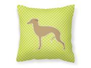Italian Greyhound Checkerboard Green Fabric Decorative Pillow BB3814PW1414