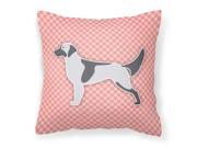 English Setter Checkerboard Pink Fabric Decorative Pillow BB3581PW1818