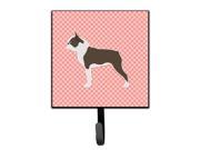 Boston Terrier Checkerboard Pink Leash or Key Holder BB3644SH4