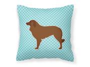 Portuguese Sheepdog Dog Checkerboard Blue Fabric Decorative Pillow BB3731PW1818
