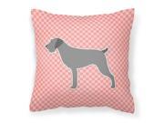 German Wirehaired Pointer Checkerboard Pink Fabric Decorative Pillow BB3611PW1414