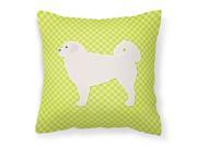 Polish Tatra Sheepdog Checkerboard Green Fabric Decorative Pillow BB3827PW1414