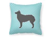 Croatian Sheepdog Checkerboard Blue Fabric Decorative Pillow BB3721PW1414