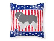 USA Patriotic Polish Lowland Sheepdog Dog Fabric Decorative Pillow BB3332PW1414