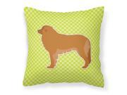 Leonberger Checkerboard Green Fabric Decorative Pillow BB3858PW1414