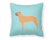 Bullmastiff Checkerboard Blue Fabric Decorative Pillow BB3771PW1818