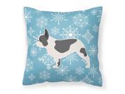 Winter Snowflake French Bulldog Fabric Decorative Pillow BB3541PW1818