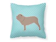 Neapolitan Mastiff Checkerboard Blue Fabric Decorative Pillow BB3765PW1818