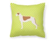 Greyhound Checkerboard Green Fabric Decorative Pillow BB3805PW1414