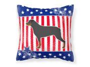 USA Patriotic Rottweiler Fabric Decorative Pillow BB3366PW1818