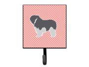 Polish Lowland Sheepdog Dog Checkerboard Pink Leash or Key Holder BB3632SH4