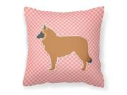 Belgian Shepherd Checkerboard Pink Fabric Decorative Pillow BB3661PW1414