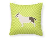 Bull Terrier Checkerboard Green Fabric Decorative Pillow BB3878PW1818