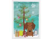 Merry Christmas Tree Dachshund Red Brown Flag Canvas House Size BB4255CHF