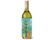 Merry Christmas Tree Poodle Tan Wine Bottle Beverge Insulator Hugger BB4194LITERK