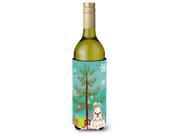 Merry Christmas Tree Shih Tzu Silver White Wine Bottle Beverge Insulator Hugger BB4210LITERK