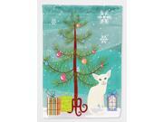Foreign White Cat Merry Christmas Tree Flag Garden Size BB4420GF