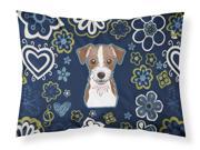 Blue Flowers Jack Russell Terrier Fabric Standard Pillowcase BB5053PILLOWCASE