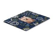 Blue Flowers Yorkie Yorkishire Terrier Mouse Pad Hot Pad or Trivet BB5055MP