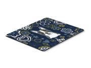Blue Flowers Boston Terrier Mouse Pad Hot Pad or Trivet BB5054MP