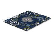 Blue Flowers Silver Gray Poodle Mouse Pad Hot Pad or Trivet BB5110MP