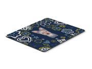 Blue Flowers Yorkie Puppy Mouse Pad Hot Pad or Trivet BB5083MP