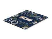 Blue Flowers Wire Haired Fox Terrier Mouse Pad Hot Pad or Trivet BB5098MP