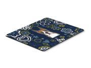 Blue Flowers Boxer Mouse Pad Hot Pad or Trivet BB5074MP