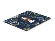 Blue Flowers Basset Hound Mouse Pad Hot Pad or Trivet BB5094MP