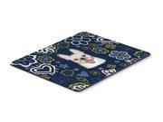 Blue Flowers French Bulldog Mouse Pad Hot Pad or Trivet BB5089MP