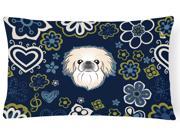 Blue Flowers Pekingese Canvas Fabric Decorative Pillow BB5072PW1216