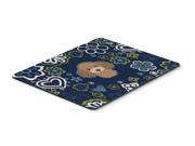 Blue Flowers Chocolate Brown Poodle Mouse Pad Hot Pad or Trivet BB5107MP