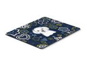 Blue Flowers Maltese Mouse Pad Hot Pad or Trivet BB5059MP