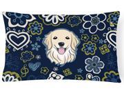 Blue Flowers Golden Retriever Canvas Fabric Decorative Pillow BB5056PW1216