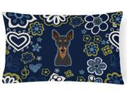 Blue Flowers Min Pin Canvas Fabric Decorative Pillow BB5091PW1216
